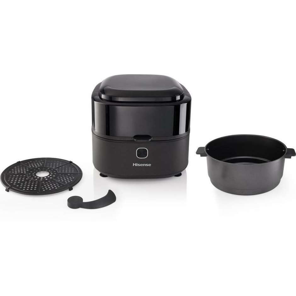 Hisense HAF1350DR Friggitrice ad Aria Calda 6.7 L 1350 W con Finestra Trasparente Display LED Nero