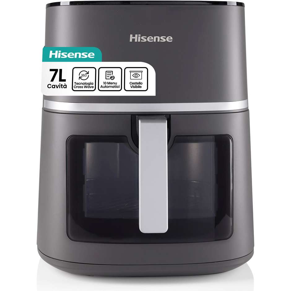 Hisense HAF1900D Friggitrice ad Aria Calda 7 L 1800 W con Cestello Singolo Antiaderente Nero