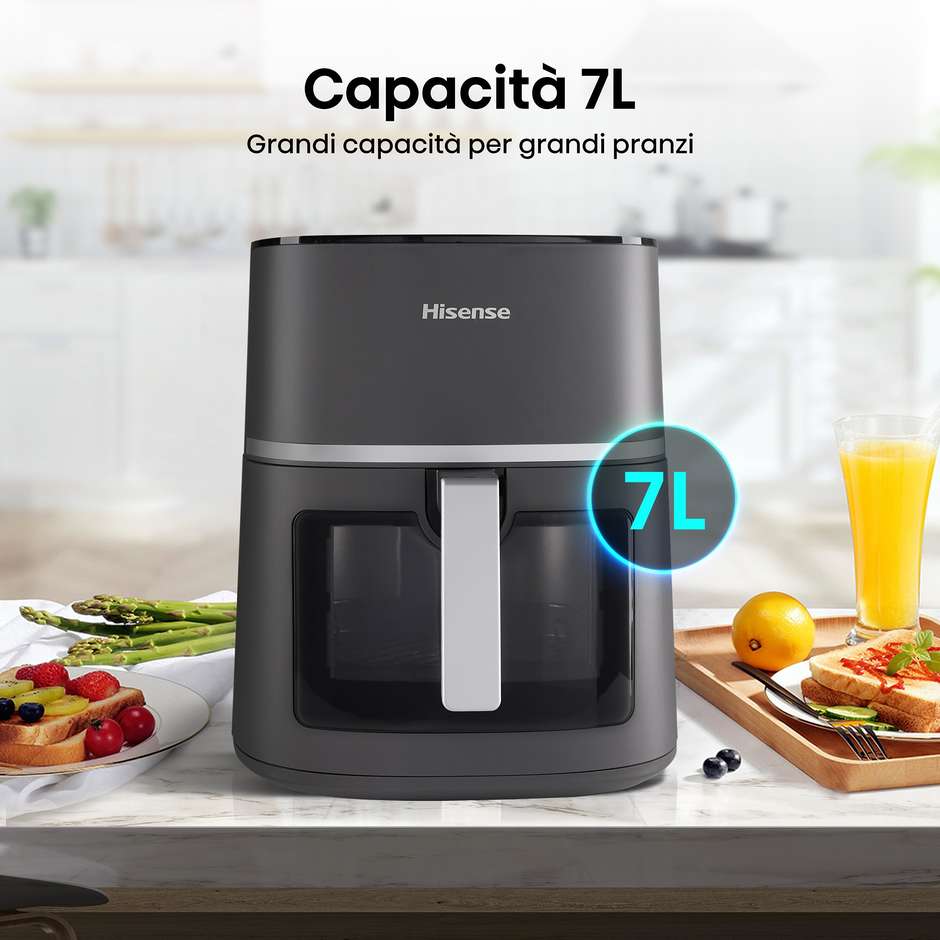 Hisense HAF1900D Friggitrice ad Aria Calda Potenziata 7 L 1800 W Display Touch LED Nero