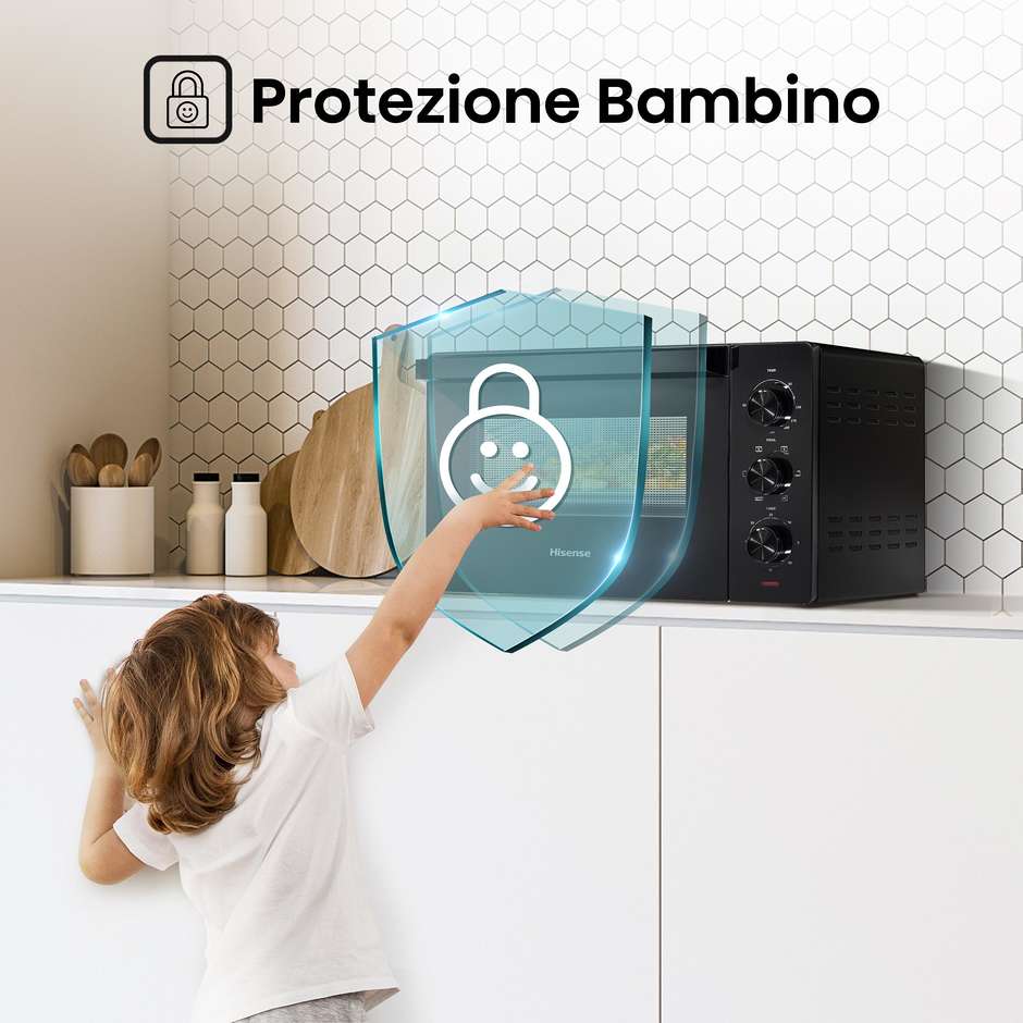Hisense HOM30M Forno Elettrico da Tavolo 30 L Potenza 1600 W Doppio Vetro Nero