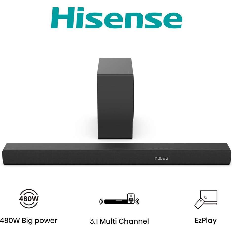 Hisense HS3100 Soundbar 3.1 Canali 480 W Dolby Audio Subwoofer Wireless