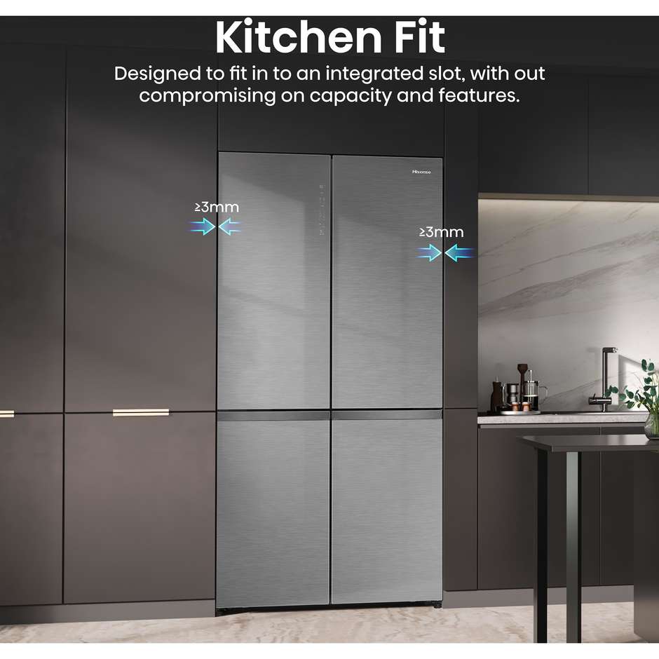 Hisense RQ768N4GVE Frigorifero Side by Side Americano 591 Litri Classe E Acciaio Inox