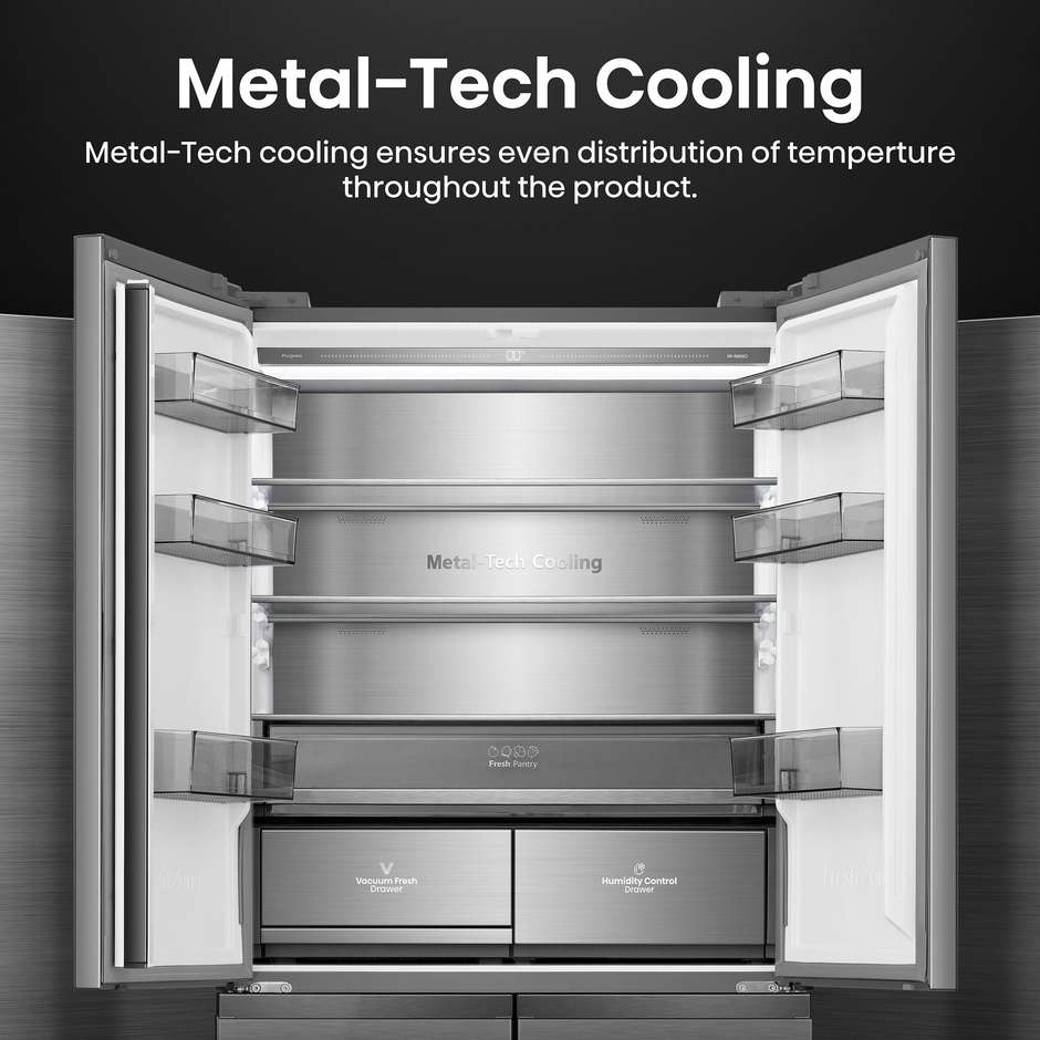 Hisense RQ768N4GVE Frigorifero Side by Side Americano 591 Litri Classe E Acciaio Inox