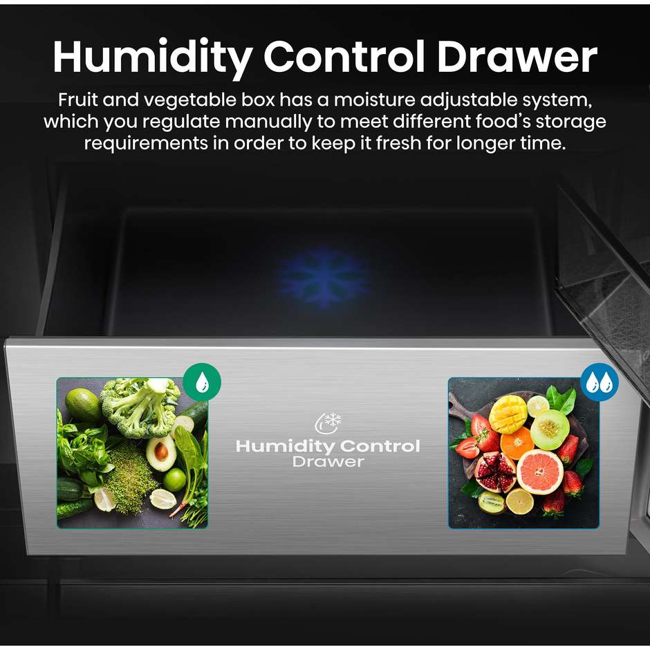 Hisense RQ768N4GVE Frigorifero Side by Side Americano 591 Litri Classe E Acciaio Inox
