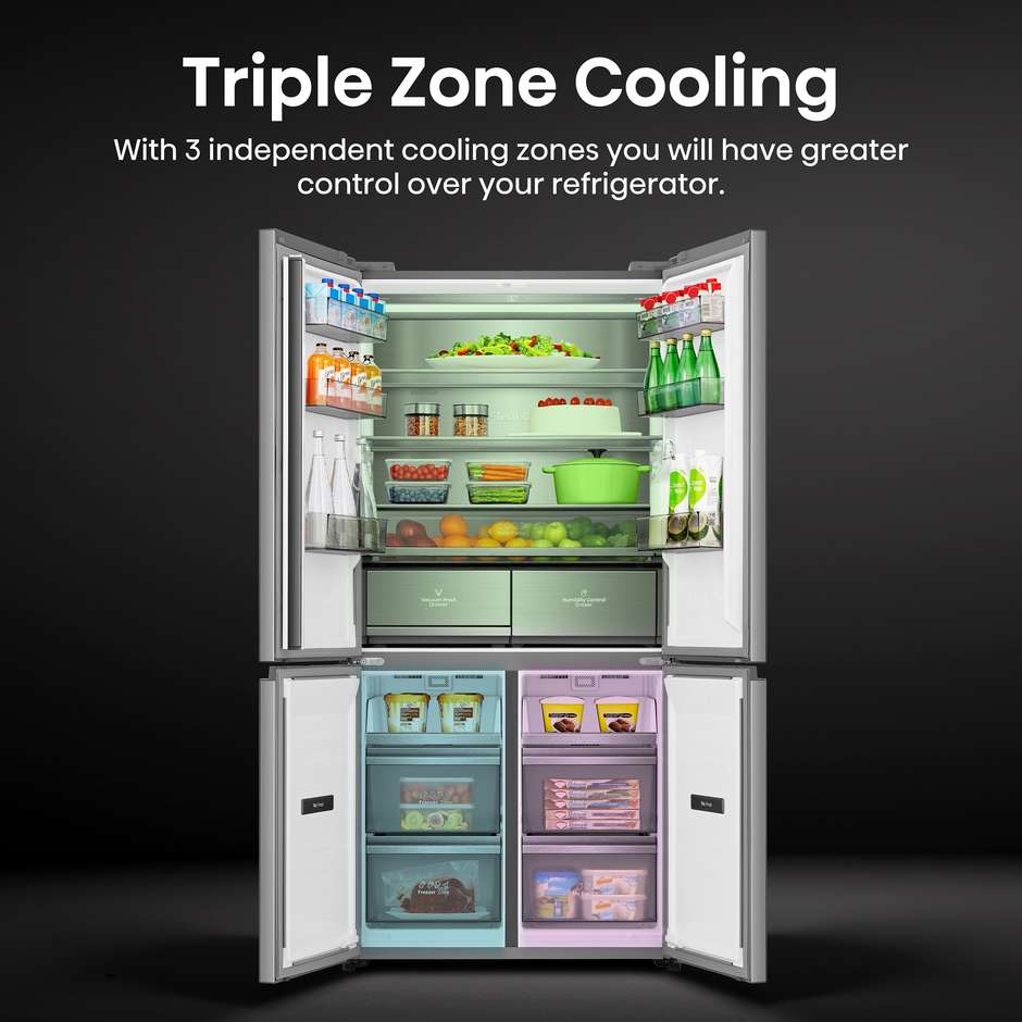 Hisense RQ768N4GVE Frigorifero Side by Side Americano 591 Litri Classe E Acciaio Inox