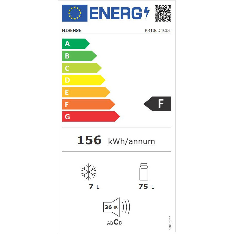Hisense RR106D4CDF frigorifero 82 L con vano superiore 3 stelle 7 L, classe F, grigio