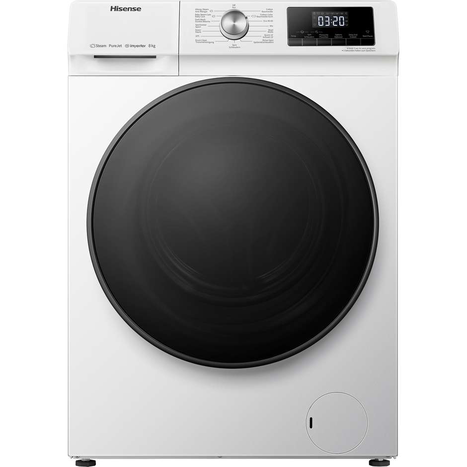 Hisense WFQA8014EVJM Lavatrice Caricamento frontale Capacita 8 Kg 1400 Giri/min Classe A Colore Bianco