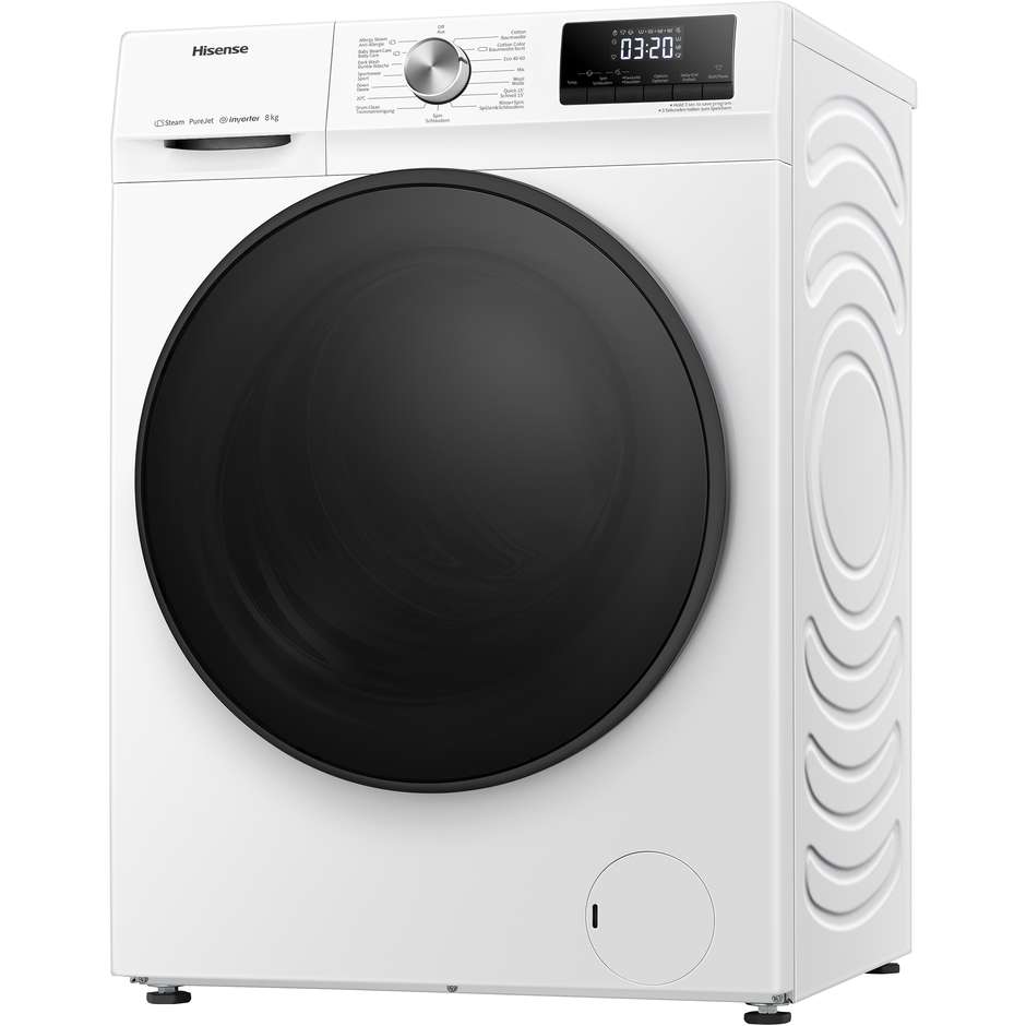 Hisense WFQA8014EVJM Lavatrice Caricamento frontale Capacita 8 Kg 1400 Giri/min Classe A Colore Bianco