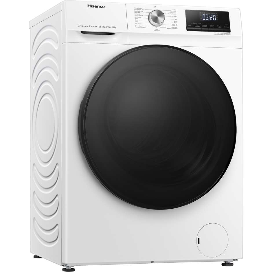 Hisense WFQA8014EVJM Lavatrice Caricamento frontale Capacita 8 Kg 1400 Giri/min Classe A Colore Bianco