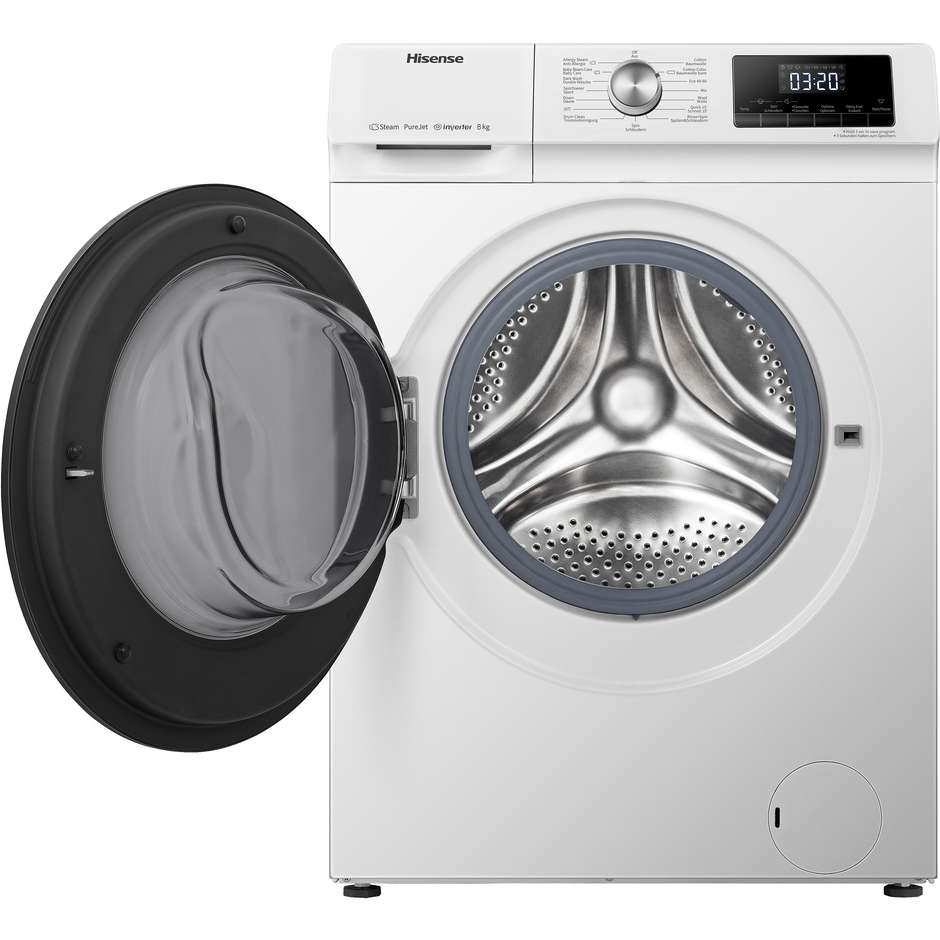 Hisense WFQA8014EVJM Lavatrice Caricamento frontale Capacita 8 Kg 1400 Giri/min Classe A Colore Bianco