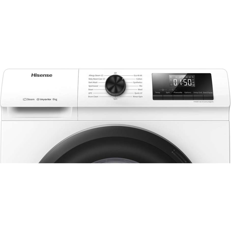 Hisense WFQP7012EVM Lavatrice Carica Frontale Capacita 7 kg 1200 Giri/min Classe C Colore Bianco