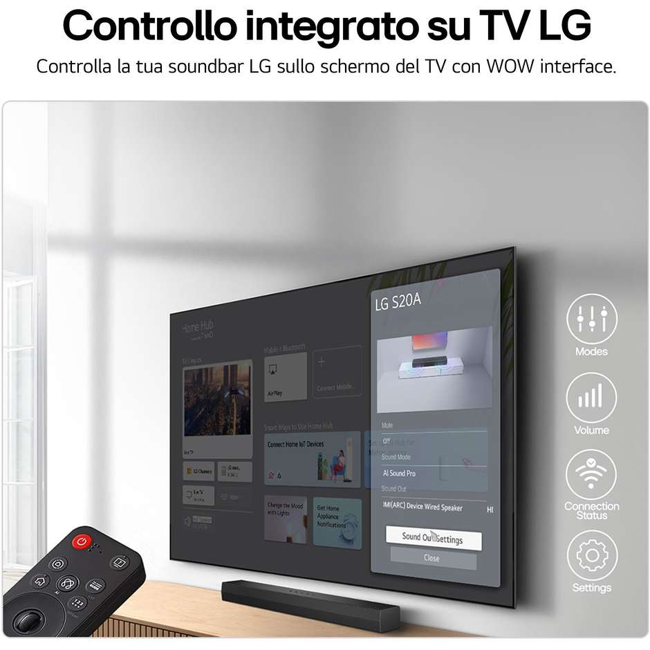 home soundbar 2.0 65cm 50w dts dolby vision wifib