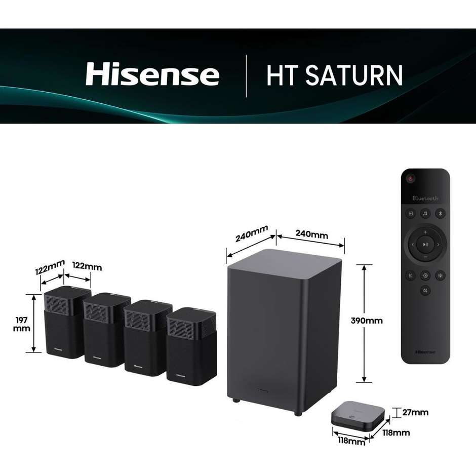 home soundbar 4.1.2 720w bt hdmi arc ottico auxus