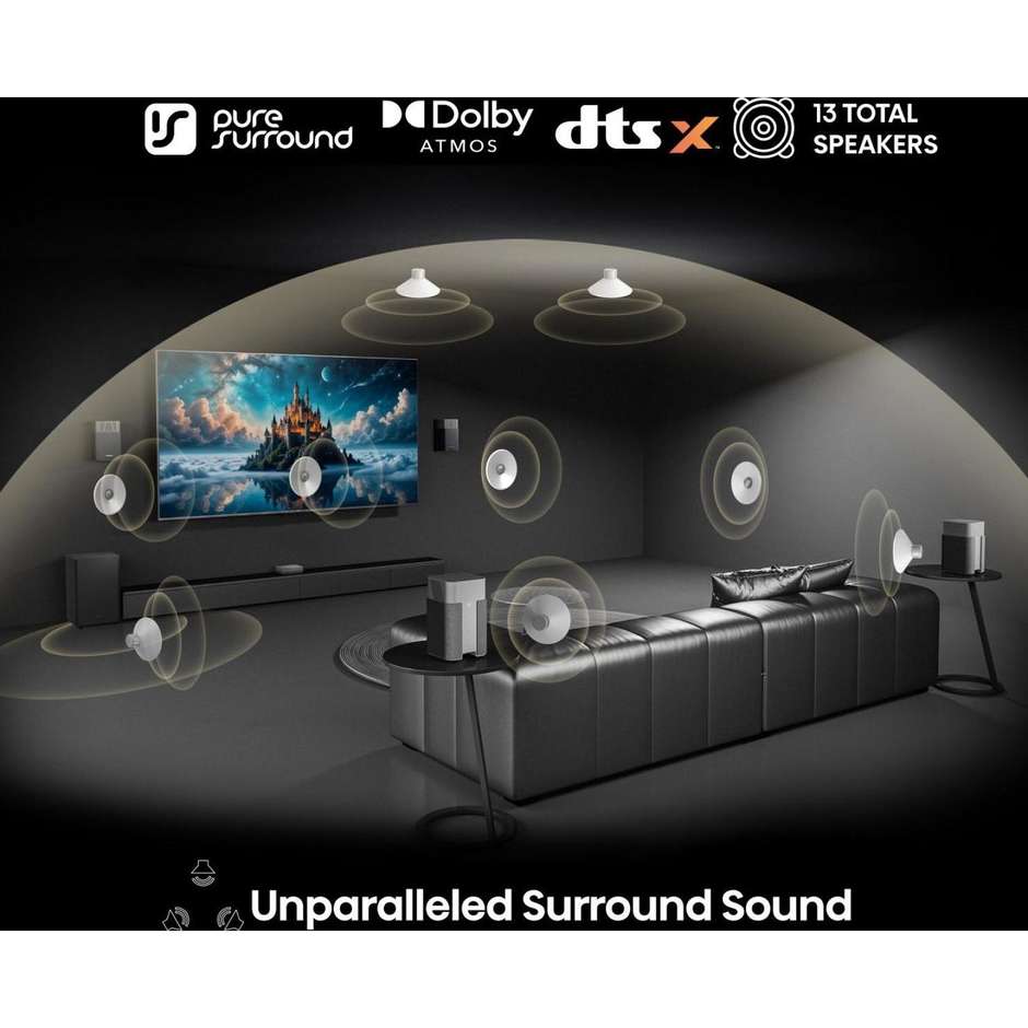 home soundbar 4.1.2 720w bt hdmi arc ottico auxus