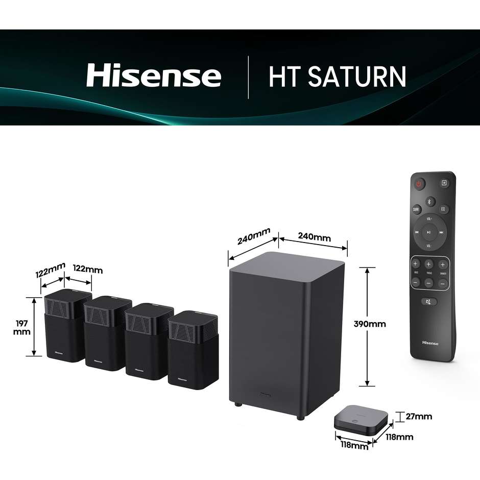 home soundbar 4.1.2 720w bt hdmi arc ottico auxus