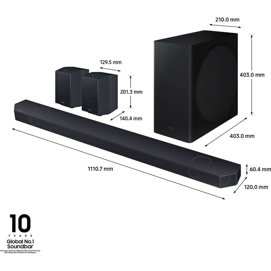 home soundbar 9.1.4 + 2 rear 540w 17 speaker bt