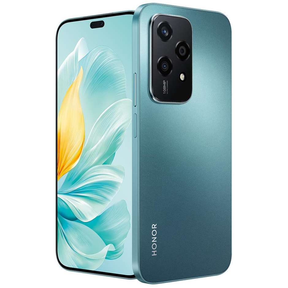 Honor 200 Lite Smartphone 5G 6,7" Ram 8 Gb Memoria 256 Gb Android colore ciano + Auricolari Bluetooth