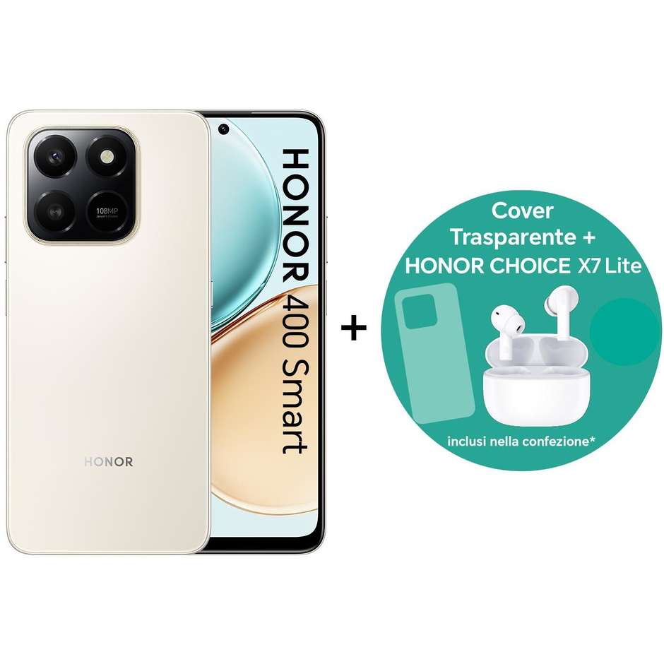 HONOR 400 Smart Smartphone 4G 17,2 cm (6.77") 120Hz 8 GB 256 GB 108 MP 6500 mAh Oro con Auricolari Choice X7 Lite