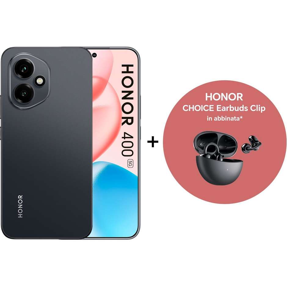 Honor 400 Smartphone 5G 6.55" MagicOS Ram 8 GB Memoria 512 GB Colore Nero + EAR clip