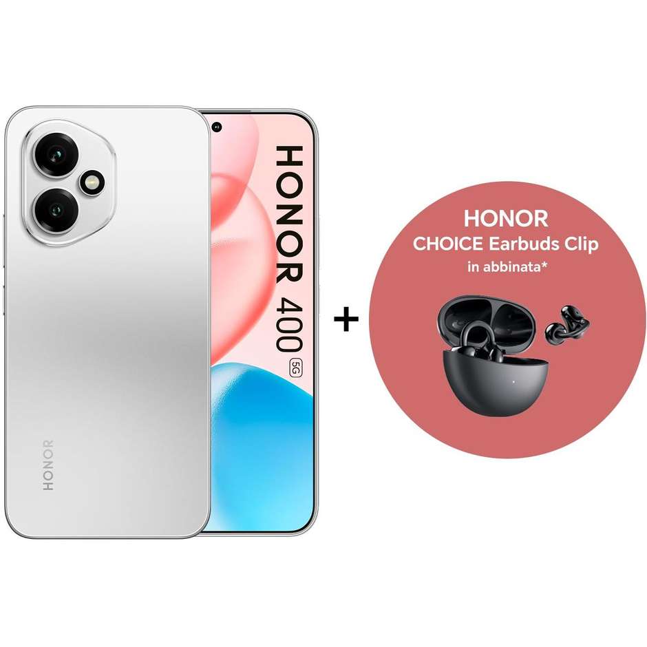 Honor 400 Smartphone 5G 6.55" Ram 8 GB Memoria 512 GB Colore Argento + EAR clip