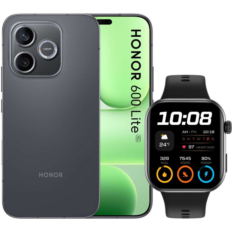 HONOR 600 Lite 5G 8GB/256GB Velvet Black con Watch 2i Black