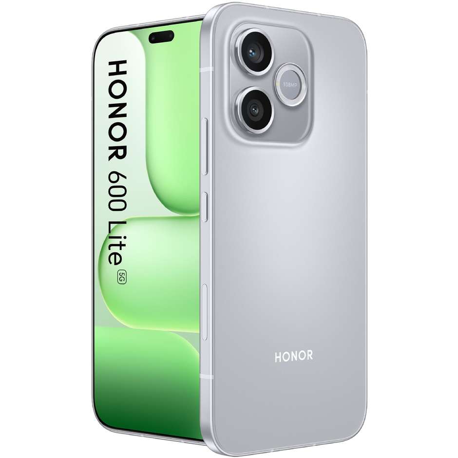 HONOR 600 Lite Smartphone 5G 17,0 cm (6.7") AMOLED 120Hz 8 GB 256 GB 108 MP Grigio con Smartwatch Watch 2i