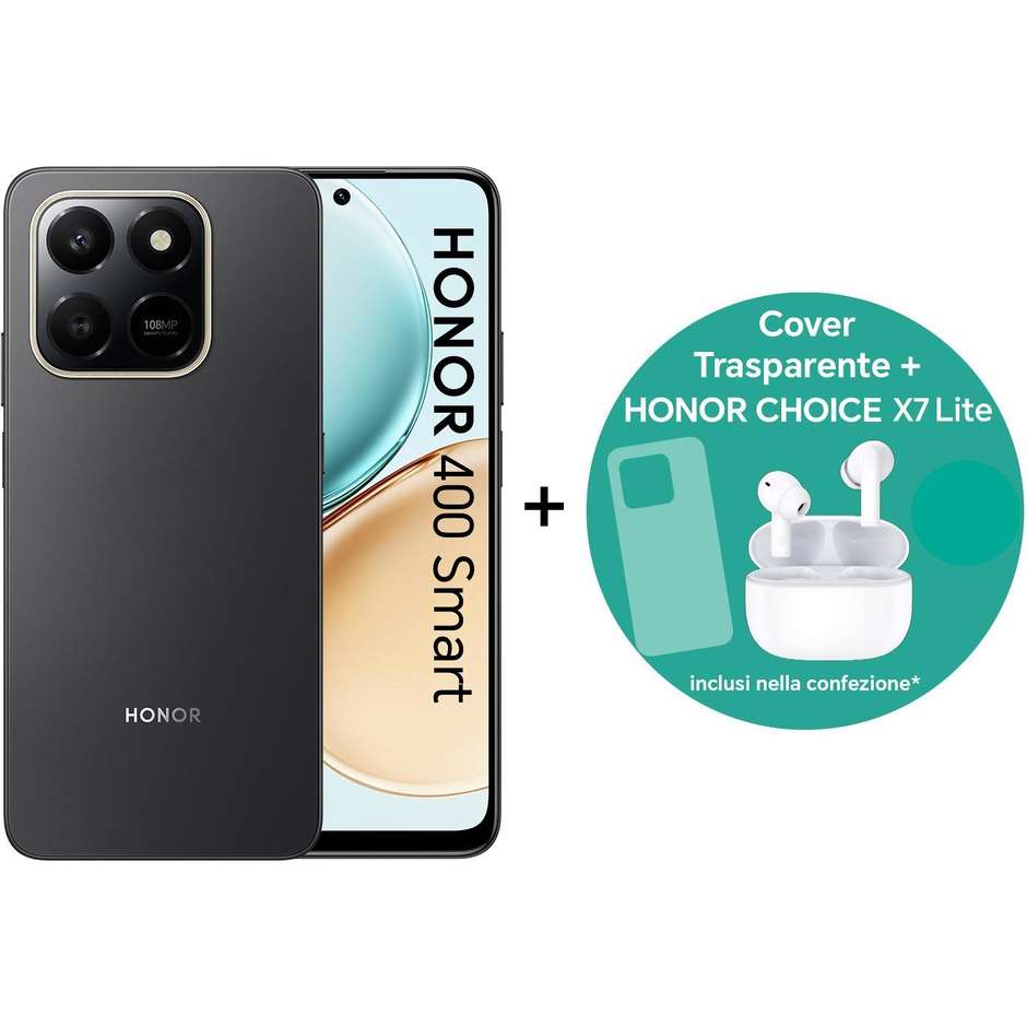 Honor BUNDLE 400 SMART Smartphone 6.77" Ram 8 GB Memoria 256 GB Colore Nero + Cuffie