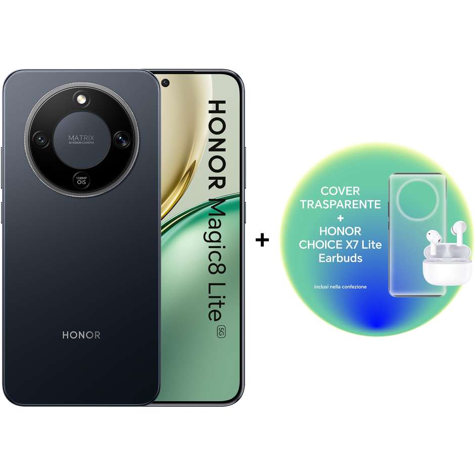 Honor Magic 8 Lite Smartphone 5G 6,79" Ram 8 GB Memoria 256 GB Colore Nero + X7 Lite