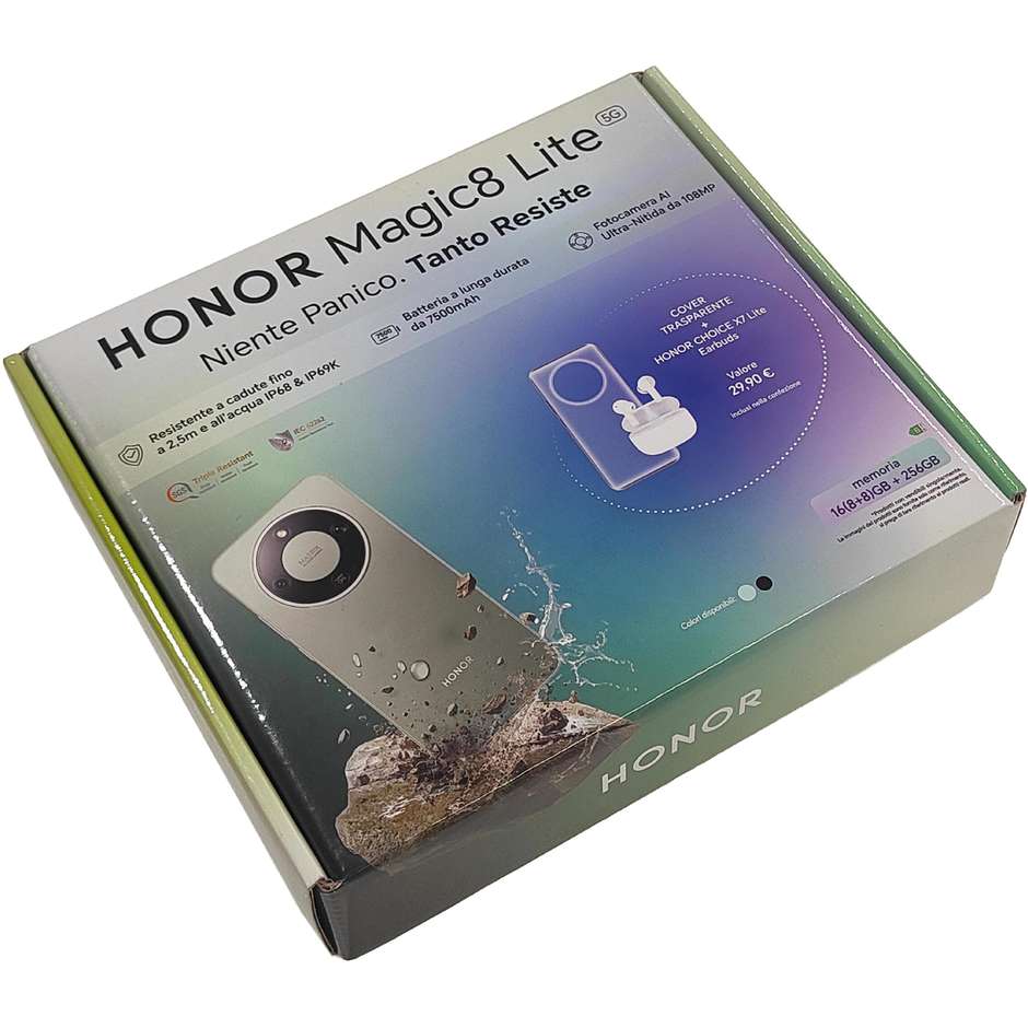 Honor Magic 8 Lite Smartphone 5G 6,79" Ram 8 GB Memoria 256 GB Colore Nero + X7 Lite
