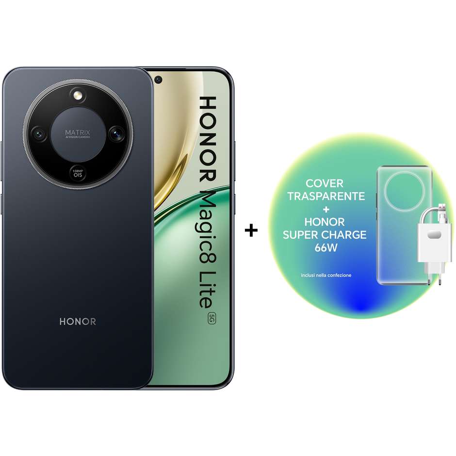 HONOR Magic8 Lite Smartphone 5G 17,2 cm (6.78") Curved AMOLED 120Hz 8 GB 512 GB 108 MP Nero