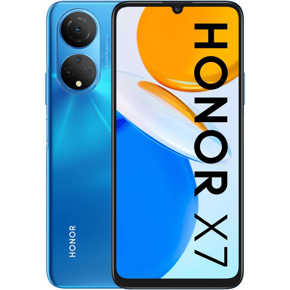 Honor X7 Smartphone 6.74" 4G Ram 4 GB 128 GB Android 11 Colore Blu