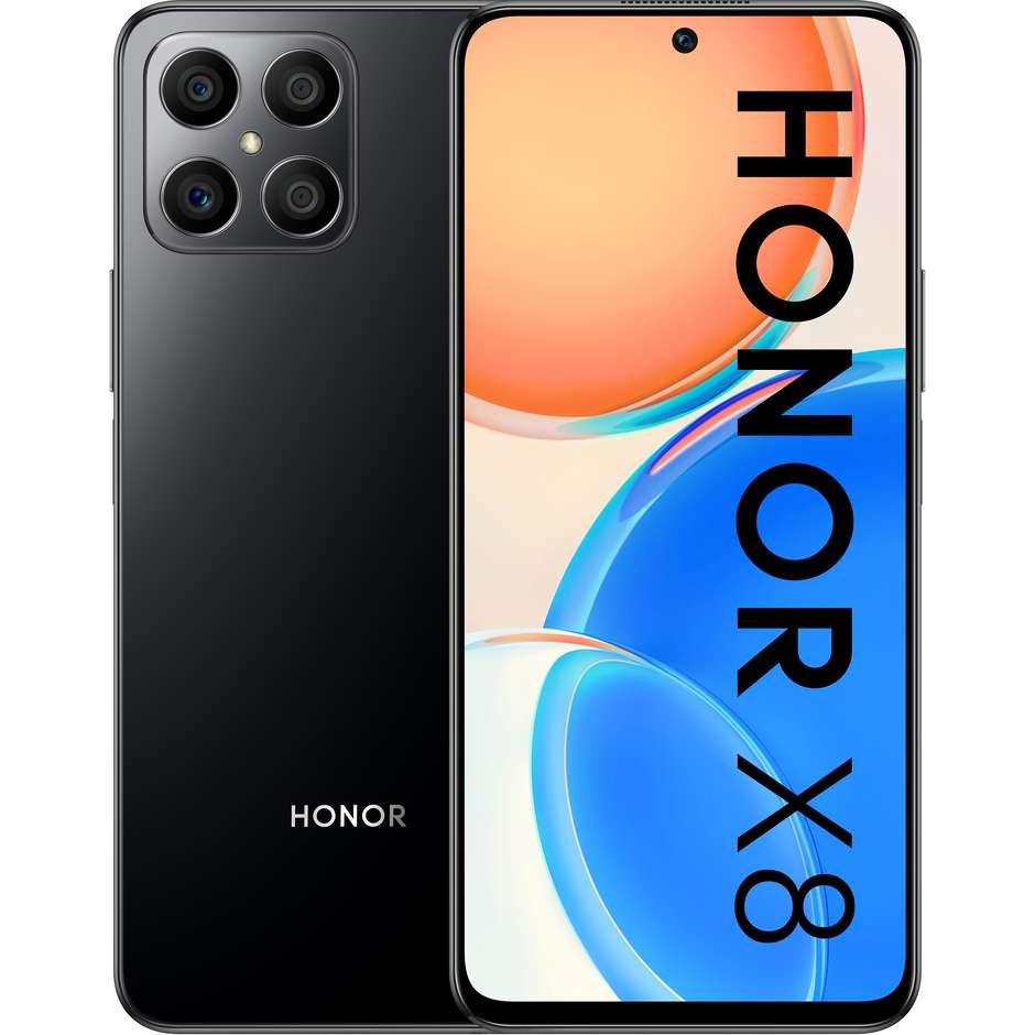 Honor X8 Smartphone 6.7" HD 4G 6 GB Memoria interna 128 GB Android 11 Colore Nero