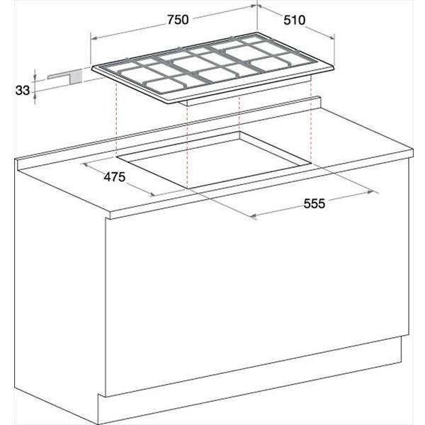 Hotpoint/Ariston PC 750 T AX /HA piano cottura a gas 75 cm 5 fuochi colore  inox - Piani Cottura Piano Cottura 75 cm - ClickForShop