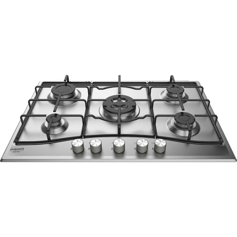 Hotpoint Ariston PCN 752 T/IX/HAR piano a gas 75 cm, 5 fuochi, inox