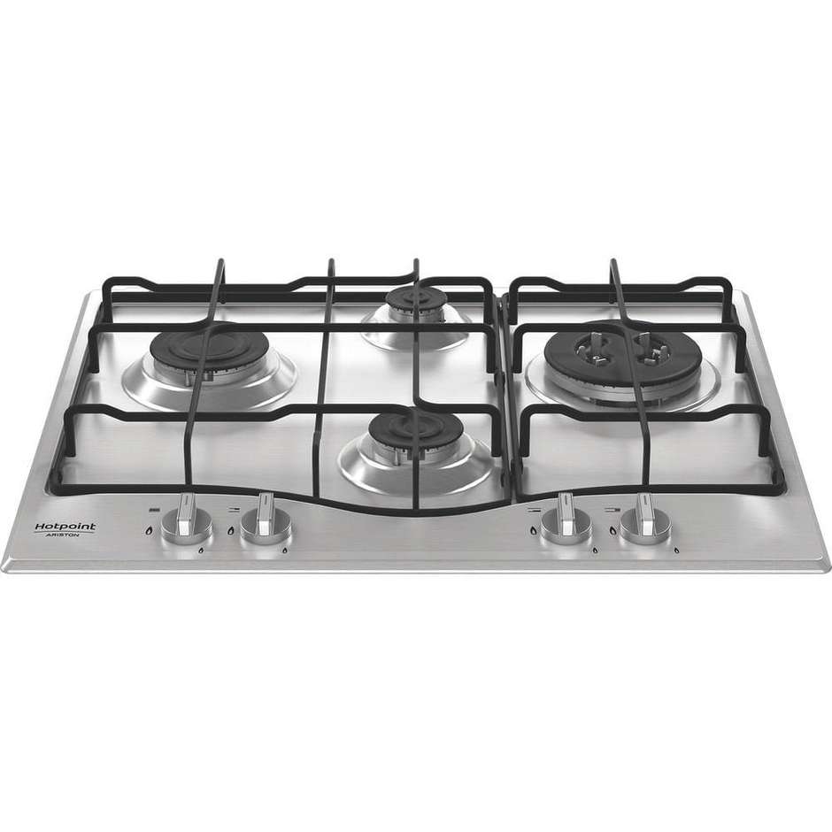 Hotpoint Ariston PCN R643N T/IX/HA piano cottura a gas 60 cm, 4 fuochi, acciaio inox
