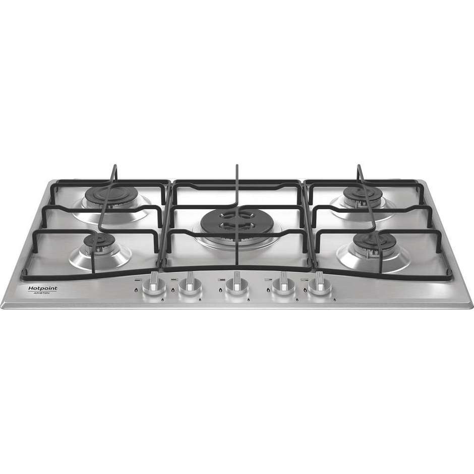 Hotpoint Ariston PCN R753N T/IX/HA piano cottura a gas 75 cm, 5 fuochi, acciaio inox