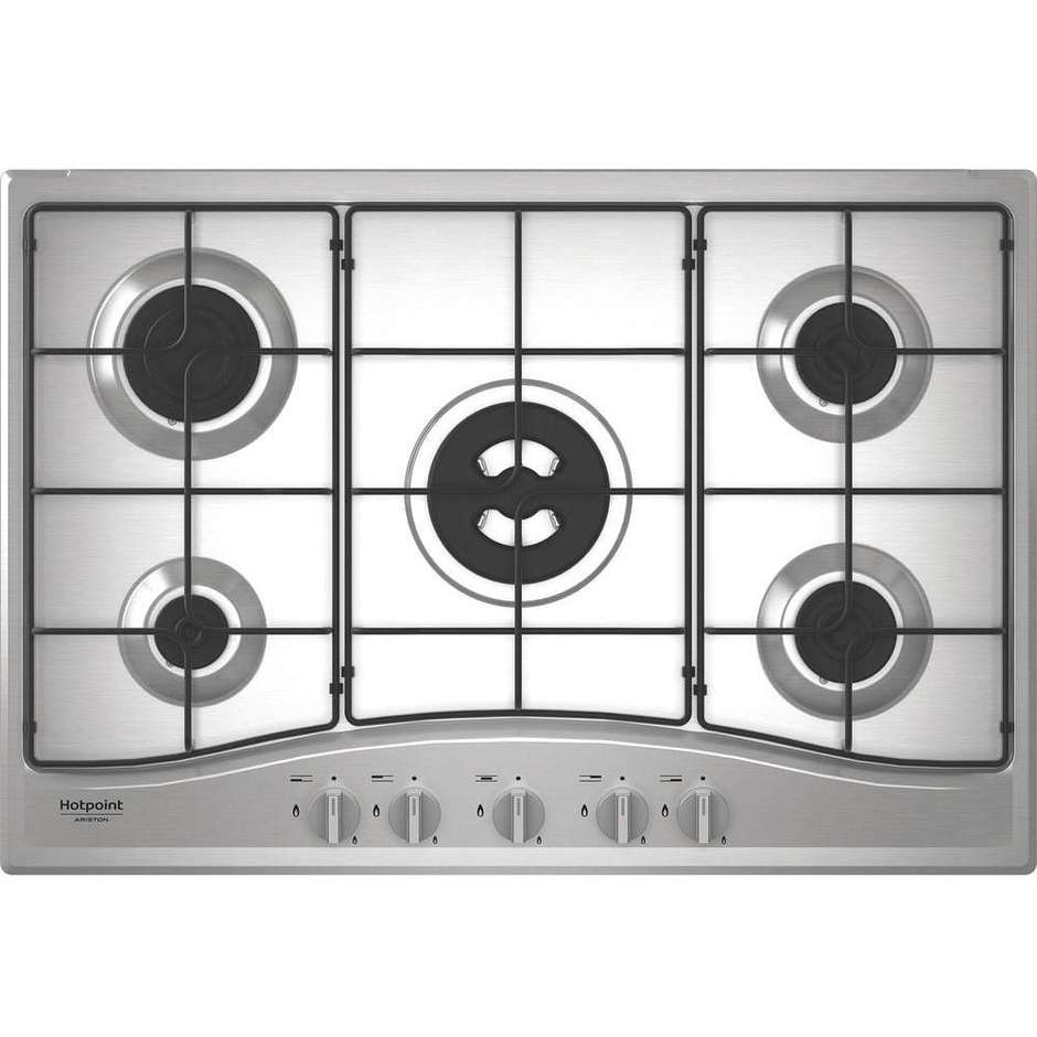 Hotpoint Ariston PCN R753N T/IX/HA piano cottura a gas 75 cm, 5 fuochi, acciaio inox