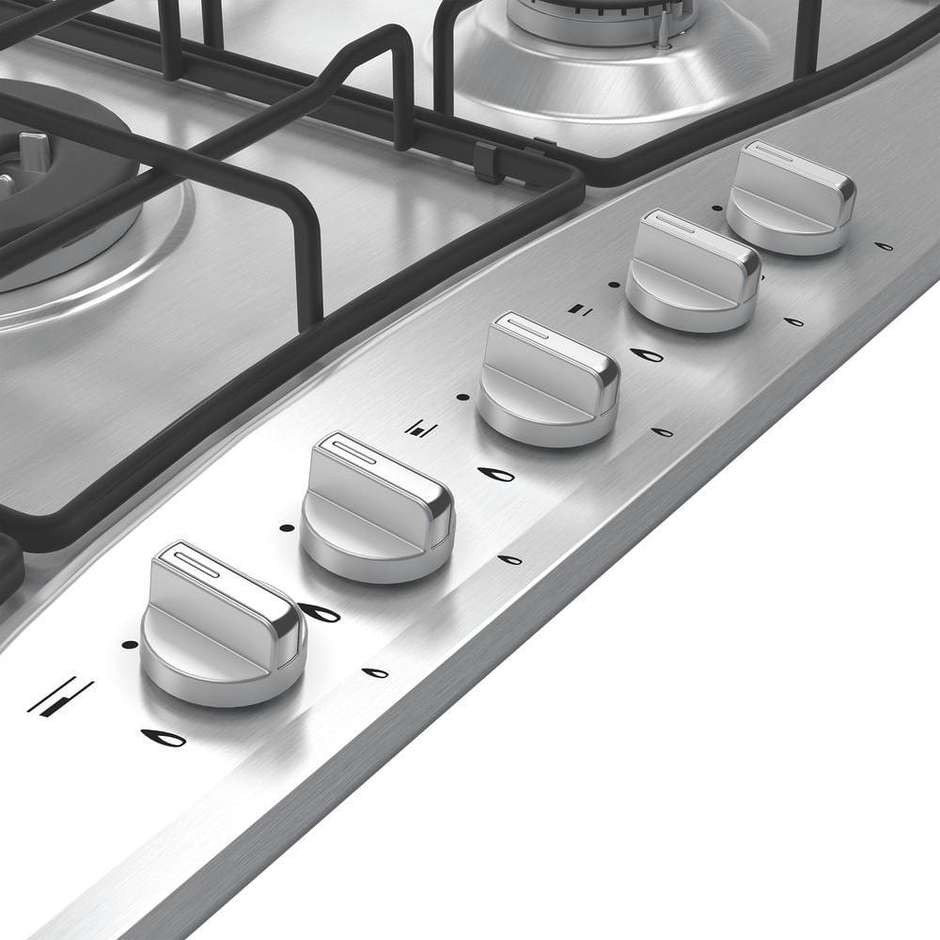 Hotpoint Ariston PCN R753N T/IX/HA piano cottura a gas 75 cm, 5 fuochi, acciaio inox