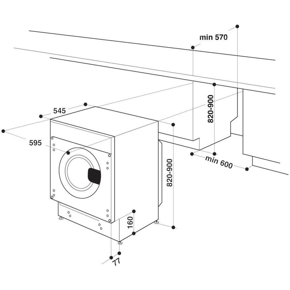 Hotpoint BI WMHG 71483 EU N lavatrice da incasso 7 kg, classe D
