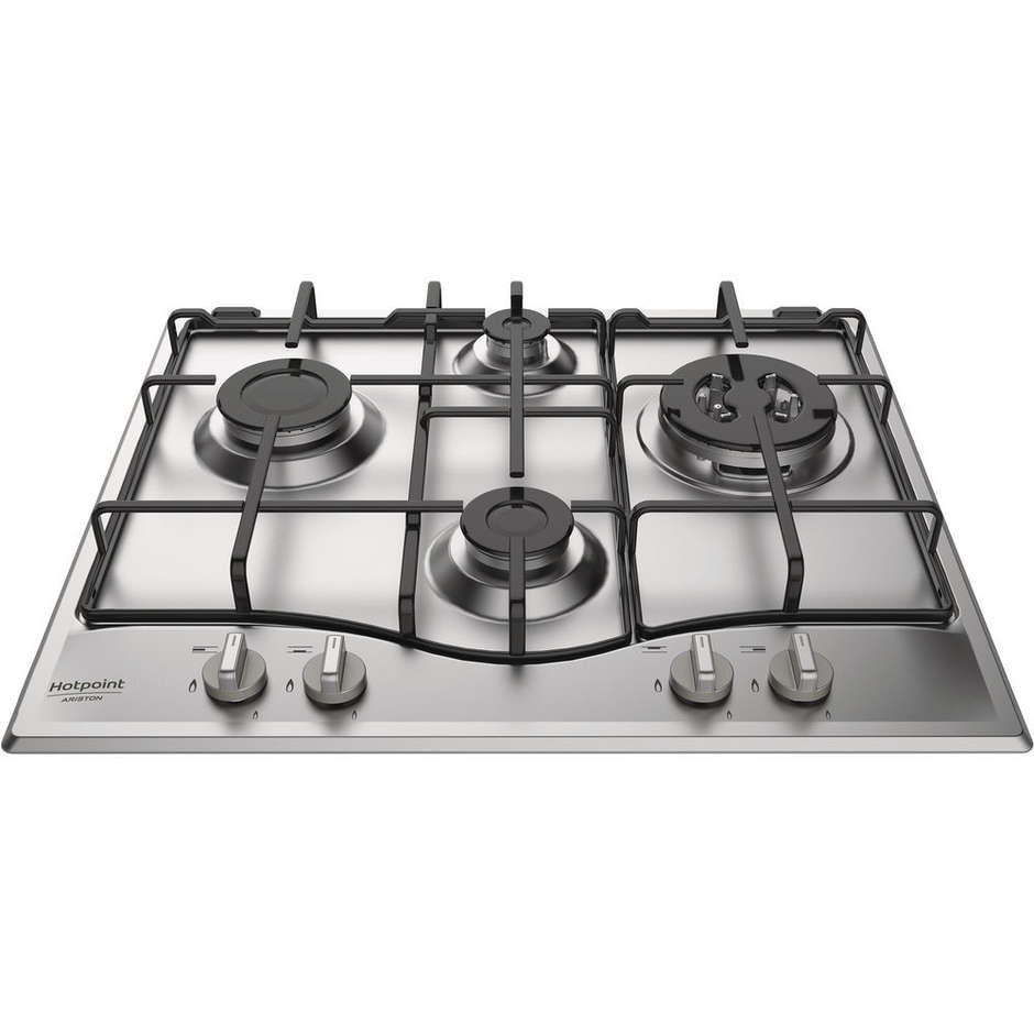 Hotpoint PCN 642 T/IX/HAR Piano Cottura a Gas 60 cm 4 Fuochi con Tripla Corona Wok Inox Griglie Smaltate