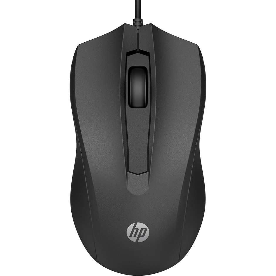 HP 100 (6VY96AA) Mouse Cablato Ottico USB Ambidestro 1600 DPI Nero