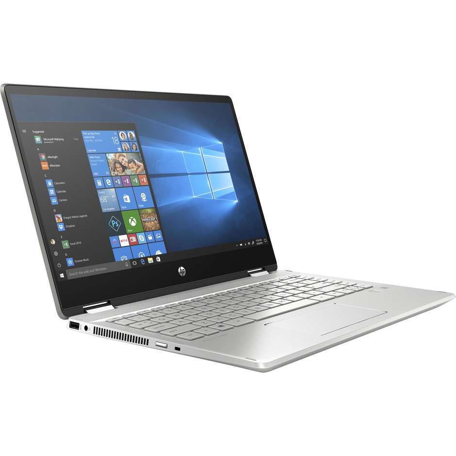 HP 14-dh0037nl Pavilion x360 Notebook 2-in-1 14'' Full HD Core i7-8 Ram 8 Gb SSD 256 Gb Windows 10 Home colore silver