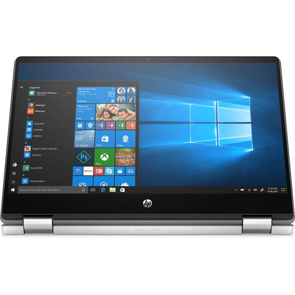 HP 14-dh0037nl Pavilion x360 Notebook 2-in-1 14'' Full HD Core i7-8 Ram 8 Gb SSD 256 Gb Windows 10 Home colore silver