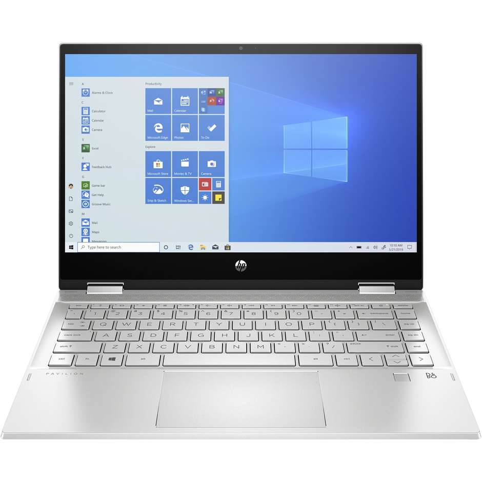 HP 14-dw0006nl Pavilion x360 Laptop Notebook 2-in-1 14'' FHD Core i3-10 Ram 8 Gb SSD 256 Gb Windows 10 Home colore silver