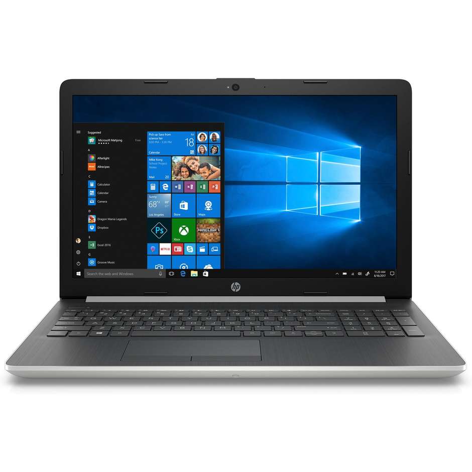 HP 15-DA0125N Notebook 15,6" Intel Core 5-7200U Ram 8GB HDD 1 TB Windows 10 Home colore Argento