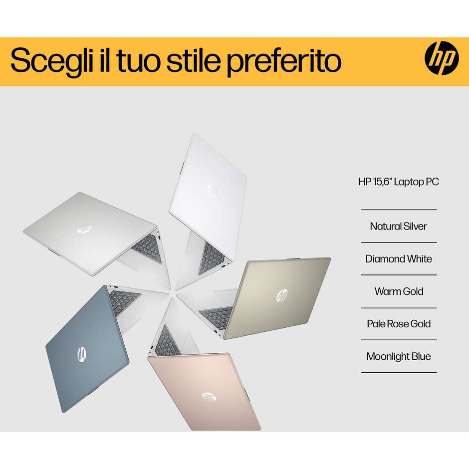 HP 15-FC0083NL Notebook 15.6" Full HD 16 GB Memoria 512 GB Windows 11 Home Colore Argento