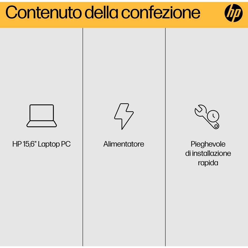 HP 15-FC0084NL Notebook portatile 15.6" Full HD Ram 8 GB Memoria 512 GB Windows 11 Home Colore Argento