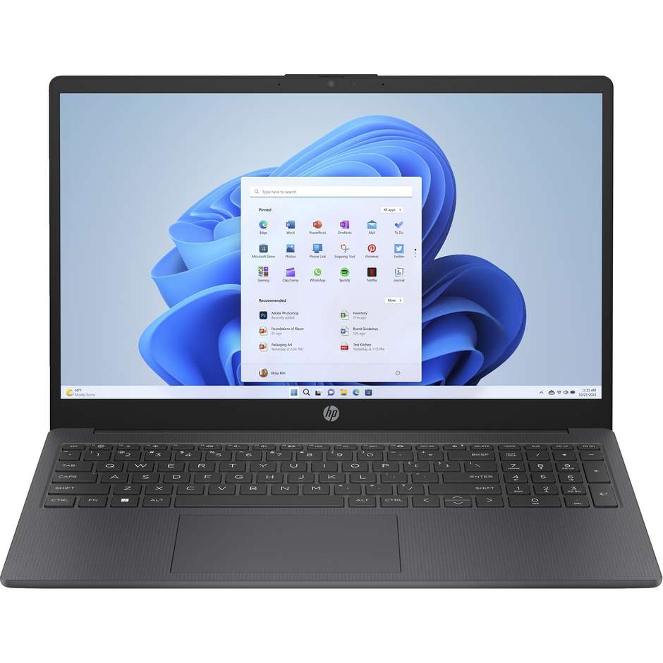 HP 15-FD0079NL Notebook 15.6" HD Ram 4 GB Memoria 128 GB Wi-Fi Windows 11 Home in S mode Colore Grigio