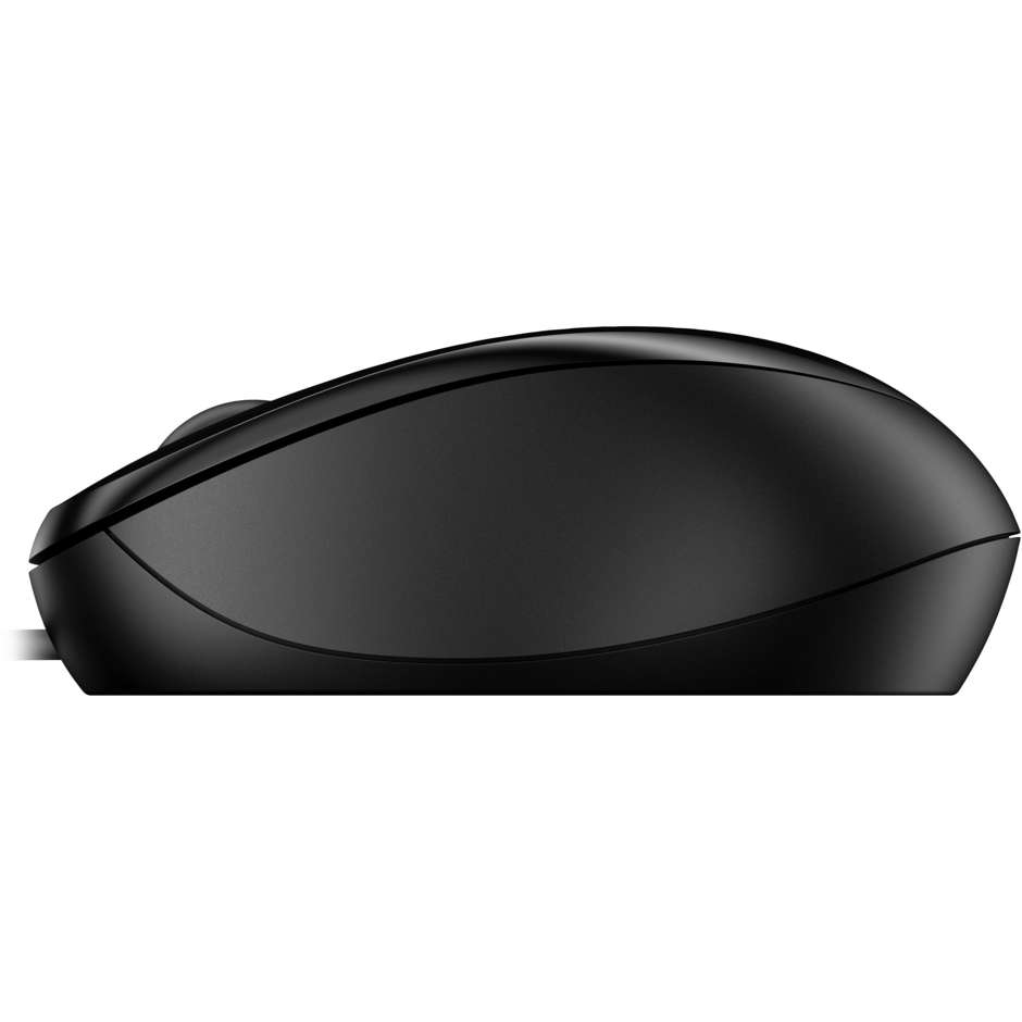 HP 150 Mouse Cablato USB con Sensore Ottico da 1600 DPI Design Ambidestro Ergonomico e Cavo 1m Plug & Play - Nero (4QM14AA)
