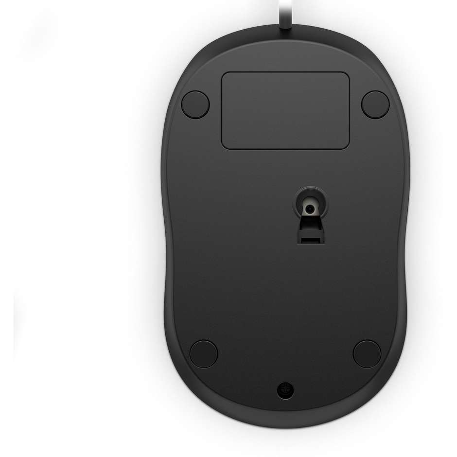 HP 150 Mouse Cablato USB con Sensore Ottico da 1600 DPI Design Ambidestro Ergonomico e Cavo 1m Plug & Play - Nero (4QM14AA)